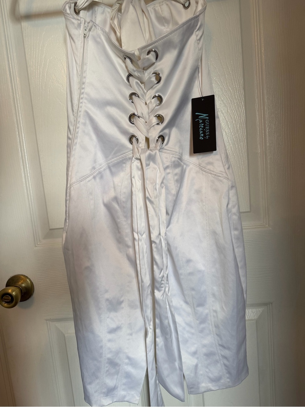 Guess by Marciano White Satin Bustier Midi Dress - Picture 4 of 9